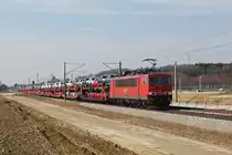 155 143 mit einem Autozug am 09.03.2011 bei H�rbach.