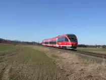 Die Baumbergebahn von Coesfeld nach M�nster in der Havixbecker S-Kurve. 07.03.2011