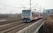 Zwei RS1 der MRB erreichen am 05.03.11 den Leipziger Messebahnhof. Ziel des Zuges ist Delitzsch.