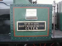 VHS Luzern, Der GNOM  Erste Zahnrad Dampflok Europas (1871 N.Riggenbach)F�hrerstandsbeschriftung