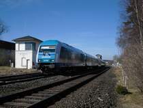 223 062 mit dem ALX von Hof nach M�nchen, hier bei der Durchfahrt in Pechbrunn am 24.03.11.