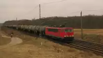 155 048-8 mit einem Kesselzug Richtung Saarmund durch Nudow, Gr��e zur�ck! 05.03.2011