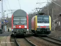 Zusammentreffen des Re´s nach Coswig und der 189 205 nach Dresden Friedrichstadt in Dresden Cotta.
25.03.11