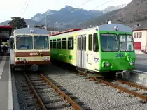 tpc / AL - Steuerwagen Bt 361 neben dem Steuerwagen Bt 362 im Bahnhof Aigl am 18.03.2011