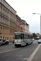 Plauen - PSB/Linie 4 - 241 durchf�hrt am 07.10.2010 die Ausweichstelle in der Haydnstr., das Dreieck Haydnstr. - Endhst. Prei�elp�hl - Breitscheidstr. ist die Wendeschleife der Linie 4. 