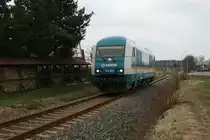 Heute konnte ich 223 069 auf �berf�hrungsfahrt in H�ttelsgr�n(Kreis Zwickau)ablichten. Aufgrund der Vollsperrung der G�ltzschtalbr�cke ging die Fahrt �ber die Strecke Zwickau-Falkenstein.01.04.2011.
