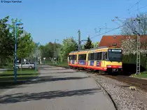 08.04.2011: Wagen 832 verl�sst als S31 nach Odenheim den Bahnhof Ubstadt Ort.