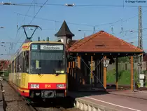 08.04.2011: Wagen 814 verl�sst als S31 nach Odenheim den Bahnhof Ubstadt-Ort. Das Bild entstand legal von einem Fu�weg.