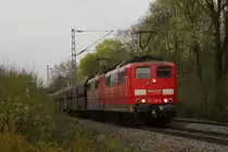 151 160-9 + 151 103-9 mit einem Erzzug in Ratingen-Oberbusch am 09.04.2011