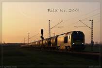 ### Bild Nummer 200 ###
Mein 200. Bild auf Bahnbilder ! Danke f�r alle Kommentare. 
Zu sehen eine Voith Maxima 40 CC mit dem abendlichen Kesselzug im sch�nsten letzen Licht  -> Plattling am 10.04.2011 in Mangolding. 