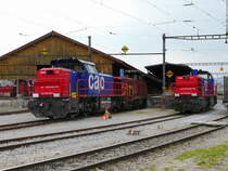 SBB - Diselloks Am 843 081-1 + Be 4/4 + Am  841 060-5 und noch versteckt  eine Am 841 im G�terbahnhof Biel am 26.03.2011
