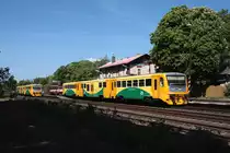 Im Bf Raspenava kreuzen die Z�ge der tsch. KBS 037 (Liberec - Černousy) und gleichzeitig besteht Anschlu� zur KBS 038 (Raspenava - B�l� Potok pod Smrkem). Am 10.05.2011 trafen sich dort 814 212/211 als MOs6317 nach Liberec (vorn), 814 235/236 als MOs6312 nach Fr�dlant v Čech�ch (hinten) sowie 810 183 als MOs16317 nach B�l� Potk pod Smrkem.