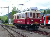 100 Jahre Altst�tten(SG)-Gais. Original Triebwagen CFe 3/3 2 (1911)
in Bahnhof Gais am 28.05.2011.
