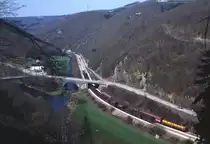 Zugbegegnung in G�belsm�hle, 31.03.1990.