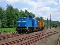 204 031-1 und 106 992-1 machten sich bereit zur Lokparade am 05.06.11 in Schwarzenberg.