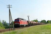 232 553-8 mit dem Kohlezug nach Bautzen hinter Bischheim-Gersdorf am 03.06.2011
