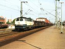 216 052-1 mit G�terzug auf Bahnhof Leer am 14-09-1991. Bild und scan: Date Jan de Vries.