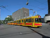 Doppeltraktin mit dem Motorwagen 217 an der Spitze f�hrt am Bahnhof SBB in Basel ein. Aufnahme:25.05.2011.