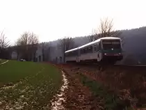 Heute fahrt hier die EuroBahn mit Talent-Triebwagen. In 2000 gab es noch die DB mit BR628. Hier ist die 628 205-7/928 205-1 mit RB Bielefeld-Rhade unterwegs bei B�rninghausen am 25-3-2000. Bild und scan: Date Jan de Vries.