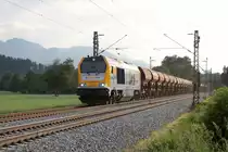 V 500.14 Bauzuglok mit Schotterwaggons bei �bersee am 03.06.2011