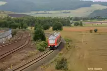 648 257 mit der RB Holzminden-Bad Harzburg wenige Kilometer vor ihrem Ziel. Dort m�ssen dann noch die Halden von Oker durchfahren werden, welche unter anderem mit Schwermetalen wie Zink belastet sind. 11.06.2011.