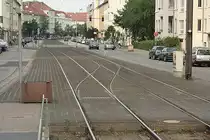 Gleiswelschelanlage an der Lortzingstra�e(Stadtbahn Hannover) in Hannover. Die Weiche kann mittels Stab den jede Stadtbahn dabei hat von Hand bedient werden.Foto vom 07.06.2011.