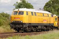 218 287-1 der Bahnbau-Gruppe am 20.06.2011 bei Woltorf