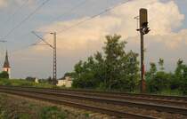Das Blocksignal 42 aus Richtung Koblenz, von Erbach (Rheingau); 22.05.2011