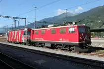 Ge 4/4 I Nr.605,auch auf sie wartet der Schrotth�ndler.Vorne Ge 4/4 III Nr.642,die TEAM Lok.Nach neuesten Informationen,sollen jetzt zwei Loks dieser Baureihe erhalten bleiben.Landquart 26.06.11