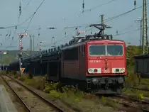155 036+vollen Peugot und Citroen Zug am 8.10.10 hier durch Chemnitz HBF 