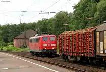 151 004-9 setzt an den  gemischten G�terzug von 151 081-7 an um ihn nachzuschieben  Laufach 22.6.11