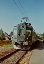Als statt des  Train des Vignes  noch BDe 4/4 mit Bt von Vevey nach Puidoux Chexbres fuhren stammt diese gescannte analog Bild. 
Regionalzug 4112 am 16. Sept. 1994 beim Halt in Chexbres Village. 
