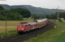 111 185-5 und 202-8 mit dem RE 4618 (W�rzburg Hbf-Frankfurt(Main)Hbf ) bei Wernfeld 22.6.11