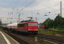 RAILION DB Logistics 155 168-8 mit Kesselwagen Richtung Wiesbaden, in Mainz-Bischofsheim; 30.06.2011