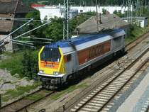 LOCON-401 neben dem alten Kleinbahnhof in Bergen/Rgen,am 28.Juni 2011,unterhalb der Fussgngerbrcke.