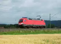 182 014 der DB Regio Cottbus ist am 04.Juli 2011 als Lz bei Ha�lach Richtung Saalfeld/S unterwegs.