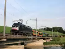 ES 6 U 2 098 mit leerem Autozug bei Oberr�ti am 13.05.2011