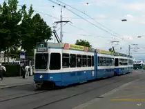 VBZ - Tram Be 4/6 2016 unterwegs auf der Linie 11 in der Stadt Z�rich am 10.06.2011