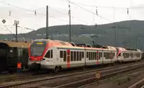 VIAS 305 + 303 abgestellt im Bf R�desheim (Rh); 02.07.2011