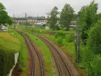 Das Streckengleis aus M�hldorf (Inn) kurz vor dem Bf Freilassing; 27.05.2011