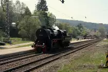 In St. Georgen im Schwarzwald machte die 52 7596 kopf. Aufnahme am 25.04.2011