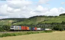 185 673-1 mit einem KLV bei Himmelstadt 24.6.11