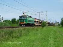 E-loks ET22-715 mit Autozug(LANCIA und Fiat)in Tychy.