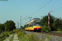 24.08.2011: Wagen 852 als S4 von Achern bis nach Karlsruhe Tullastra�e an der BK Basheide zwischen Durmersheim und Forchheim.