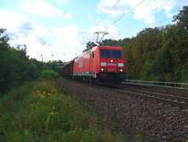 185 217-7 zieht einen Holzzug am 05.09.2011 bei Kaiserslautern in richtung Mannheim