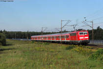 01.09.2011: Die 111 045-1 passiert mit ca. +5 mit der RB 38861 (Mannheim-Karlsruhe) den Wagh�useler Bogen kurz vor Wagh�usel.