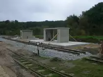 Die zuk�nftige Dieseltankstelle in Putbus am 10.September 2011.Hier sollen die Schmalspurdieselloks ihren Kraftstoff bekommen und auch die Regelspur bekommt einen Anschlu� mit.So sollen nach Fertigstellung die noch gegenw�rtigen Tankfahrten f�r den VT650 032 nach Mukran wegfallen. Fertigstellung soll im Herbst 2011 sein.