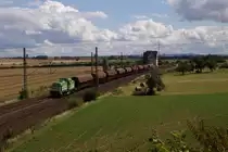 EIB 293 024-6 mit einem Schotterzug in Seebergen am 08.08.2011
