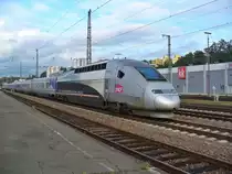 Der Weltrekord TGV 4402 ist als TGV 9552 Frankfurt (Main) - Paris Est am 09.09.2011 beim verlassen von Kaiserslautern


