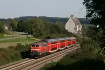 218 443 am 11.9.11 mit IRE 4223 Stuttgart - Lindau bei Zollenreute.
